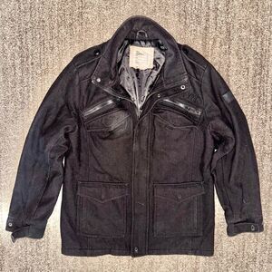Rocawear Men Vintage Utility Pocket Fleece Bomber Sport Coat Jacket Black Large